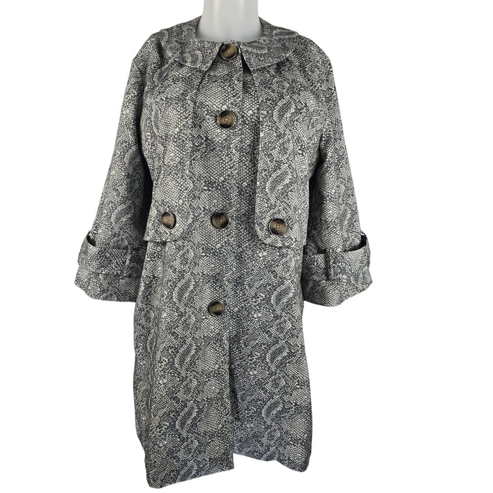 Cabi Long Line Animal Print Button Up Lightweight Women's Jacket M